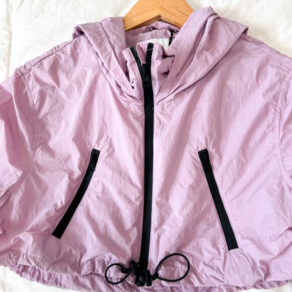 Zara Lavender Purple Cropped Hooded Windbreaker Jacket Size Medium - Picture 8 of 11